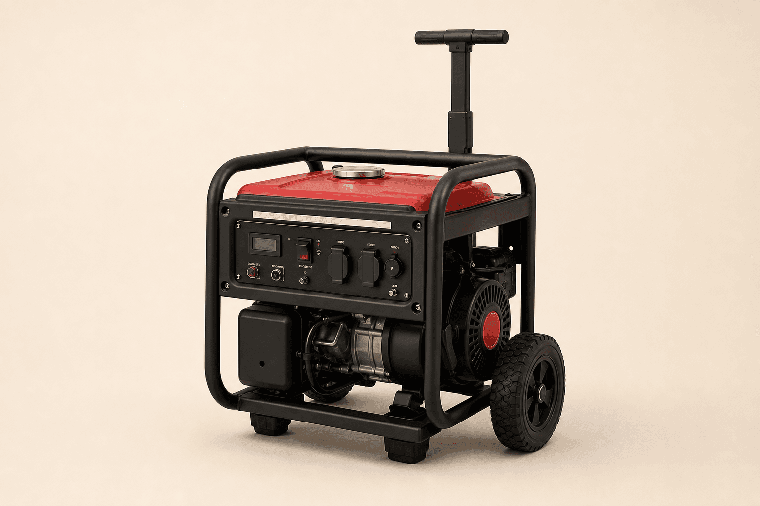 Portable backup generator on a cream background